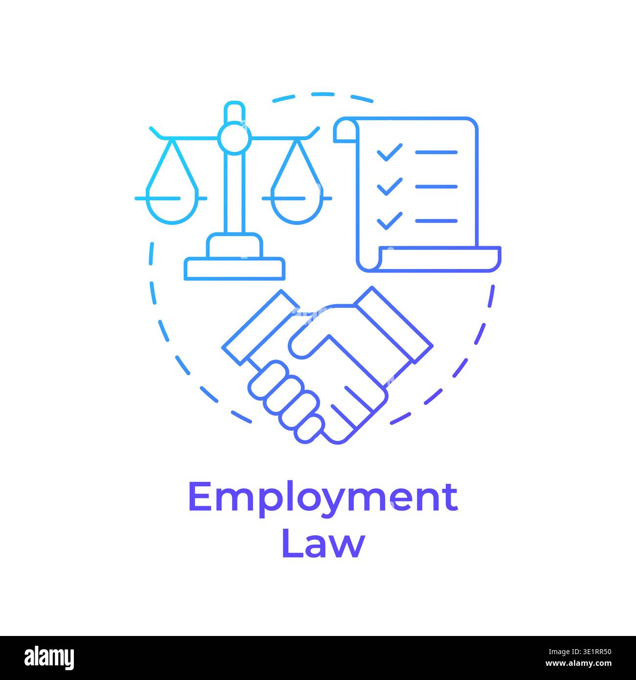 Employment law blue gradient concept icon Stock Vector
