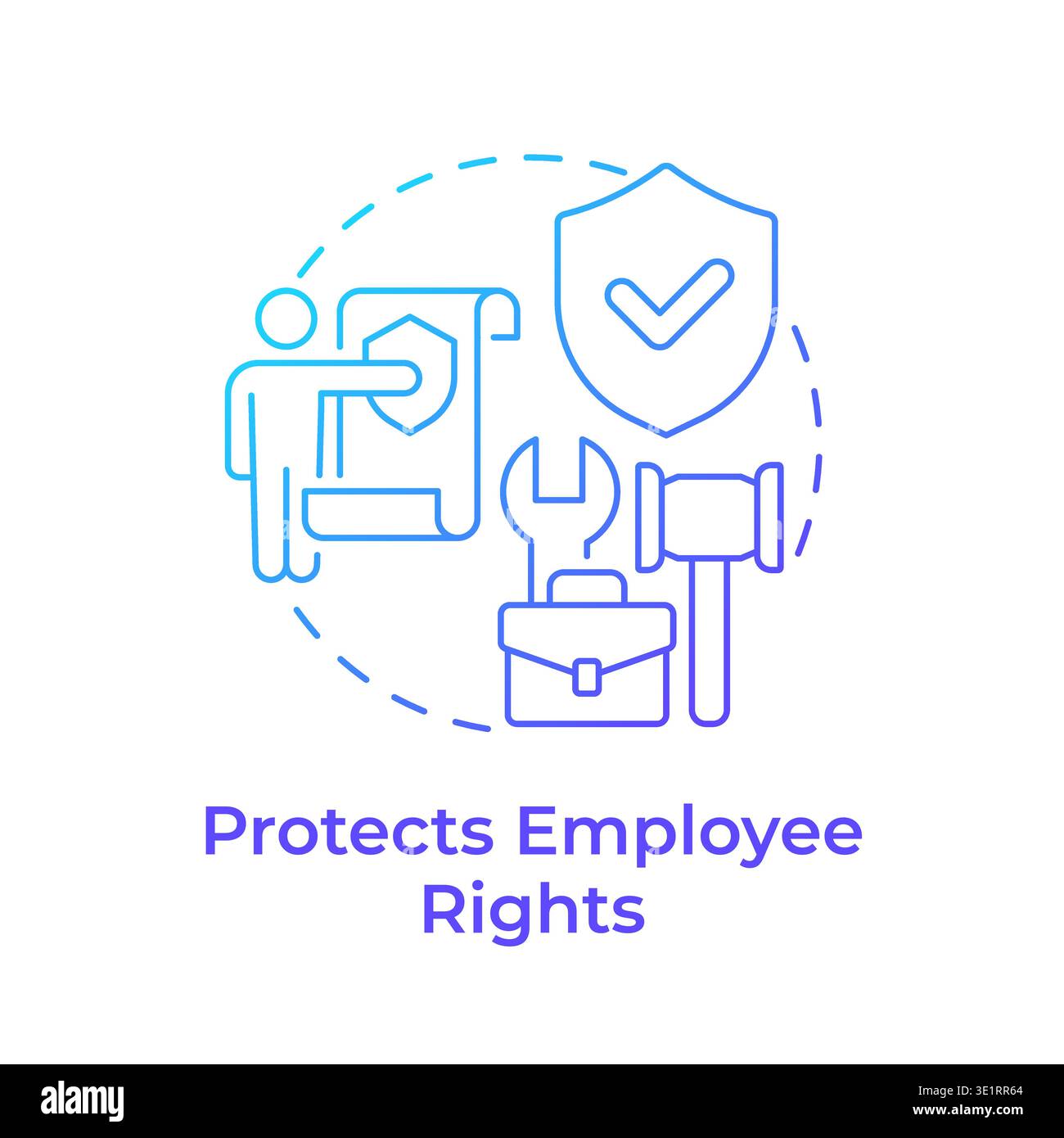 Protects employee rights blue gradient concept icon Stock Vector