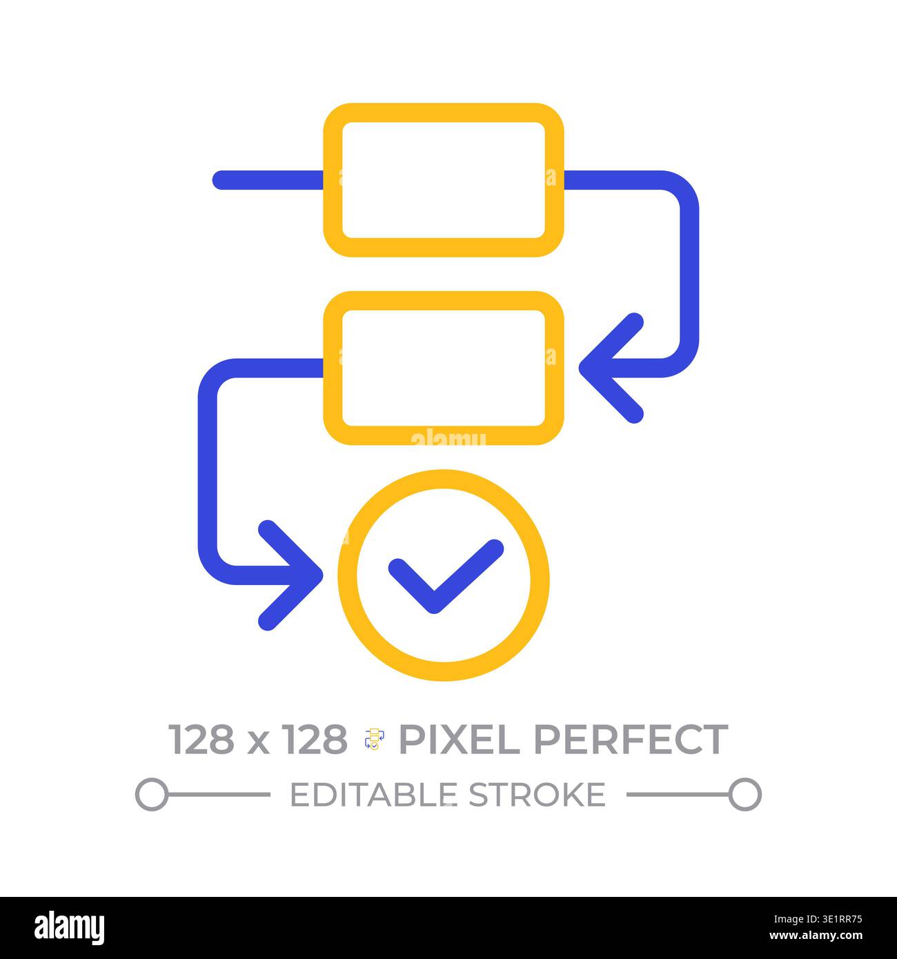 Process flow pixel perfect two color line icon Stock Vector