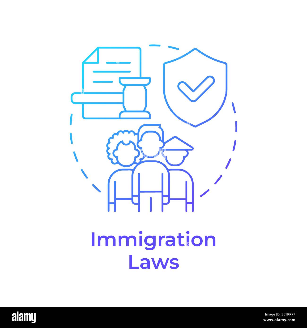 Immigration laws blue gradient concept icon Stock Vector