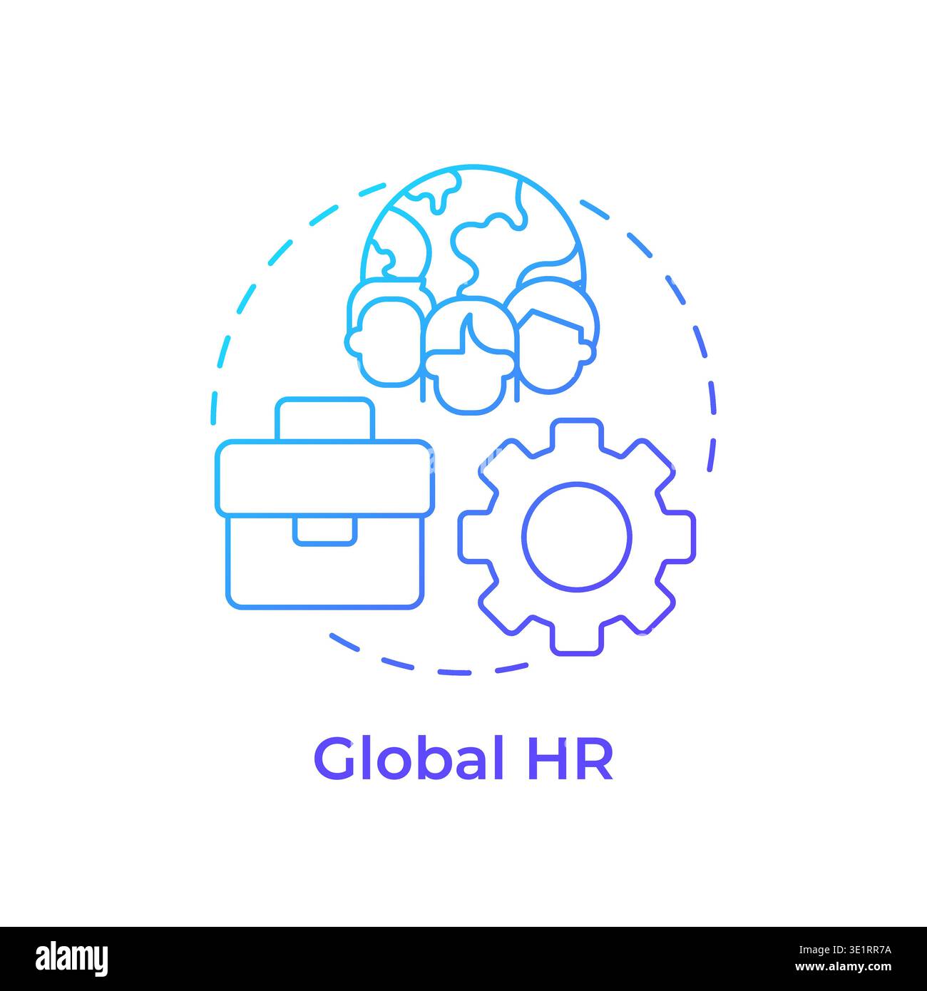 Global hr blue gradient concept icon Stock Vector