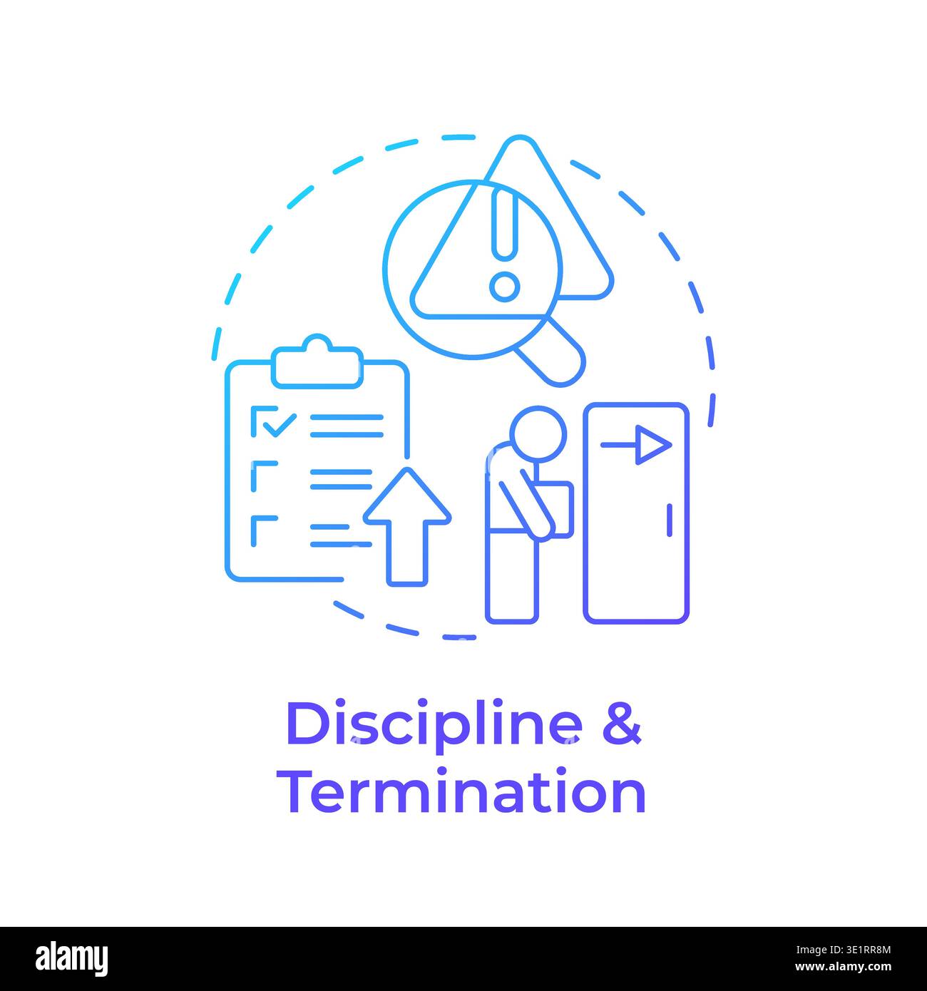 Discipline and termination blue gradient concept icon Stock Vector