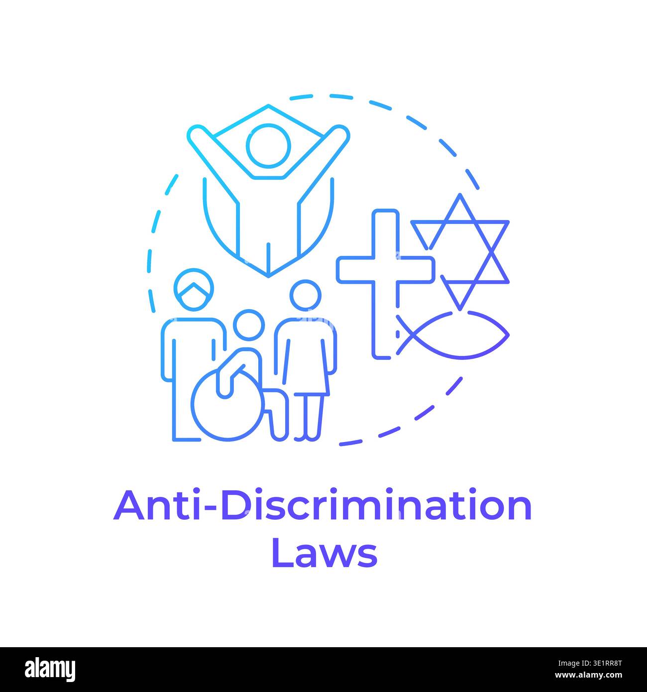 Anti discrimination laws blue gradient concept icon Stock Vector