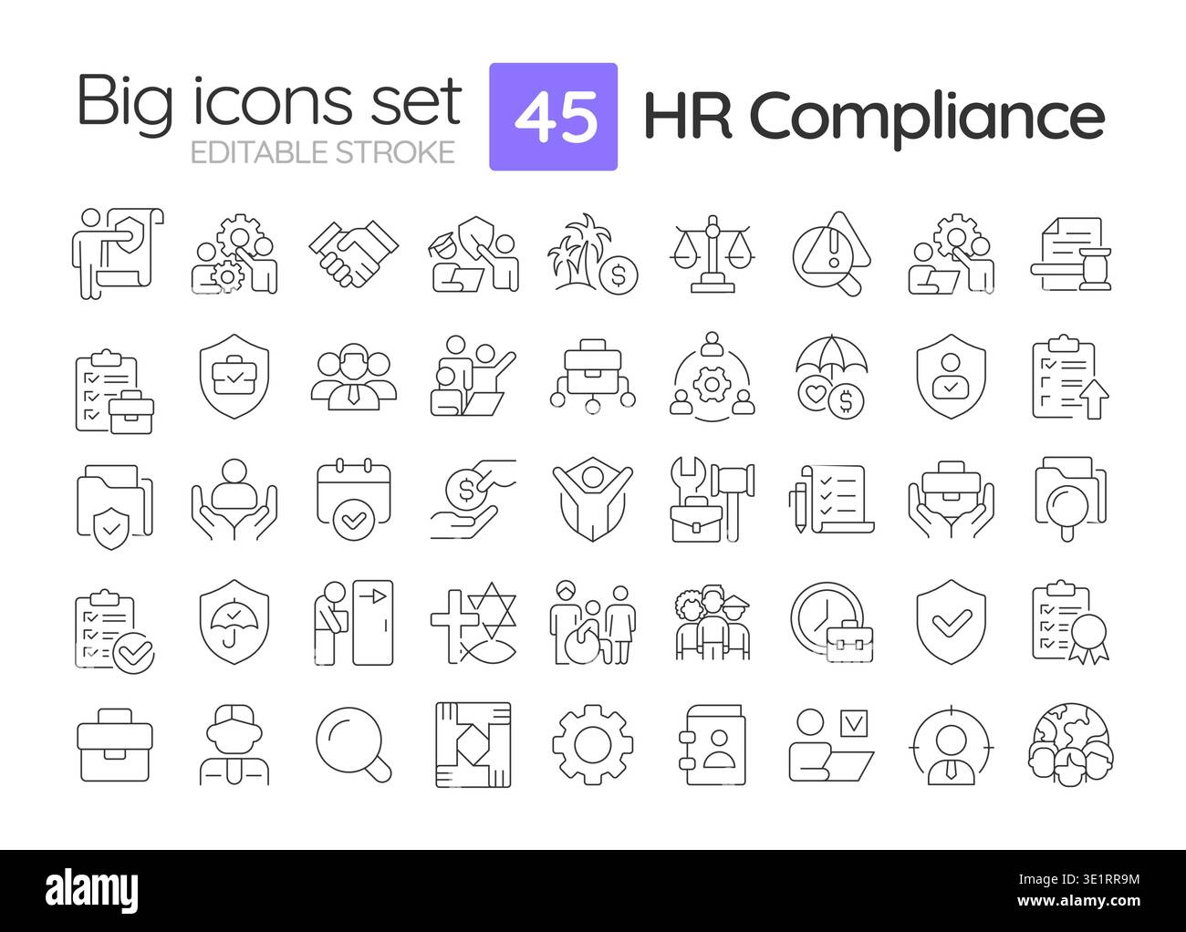 HR compliance line icons set Stock Vector