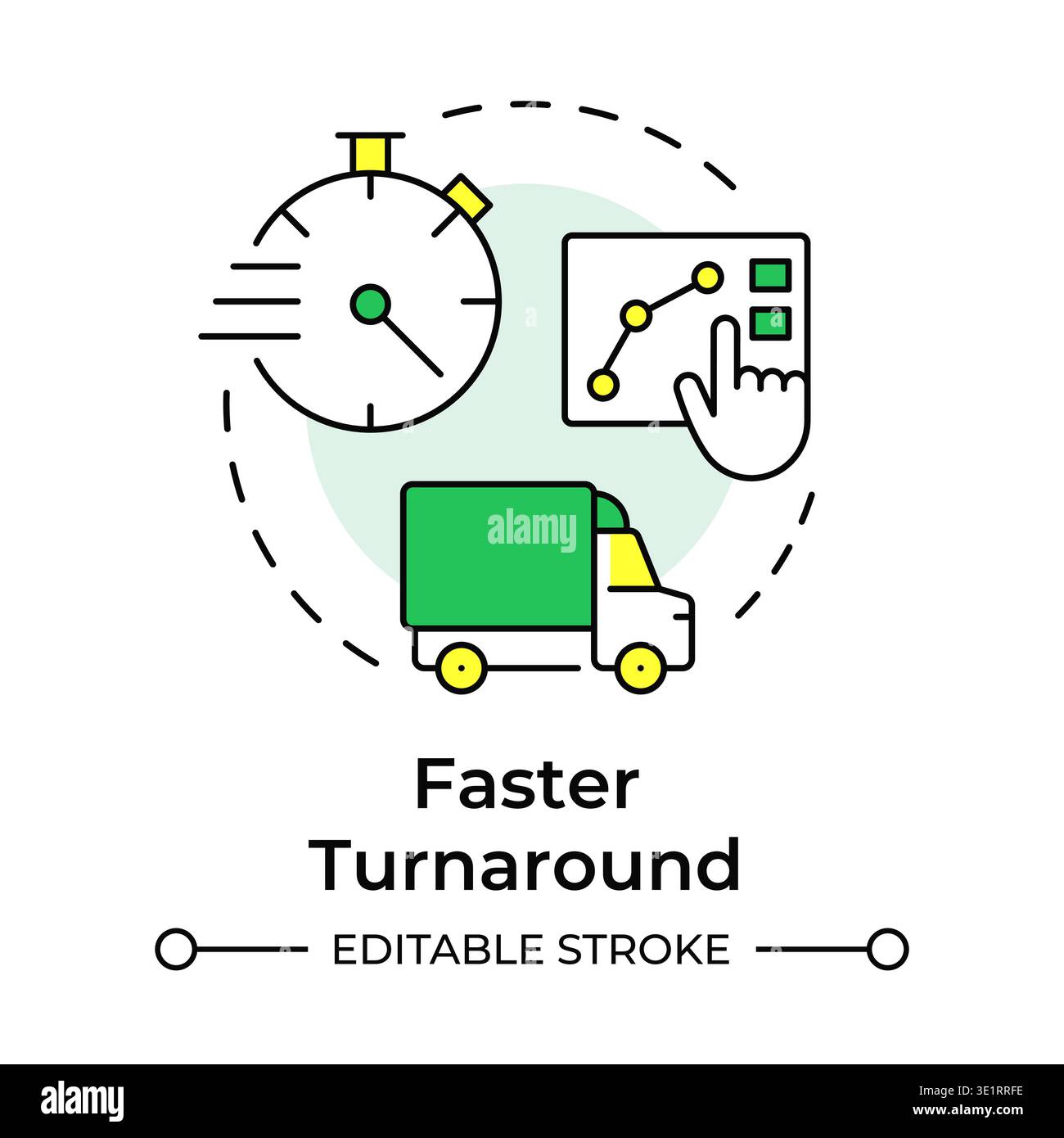 Faster turnaround multi color concept icon Stock Vector