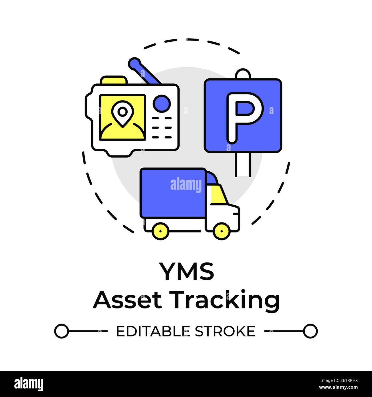 Asset tracking multi color concept icon Stock Vector