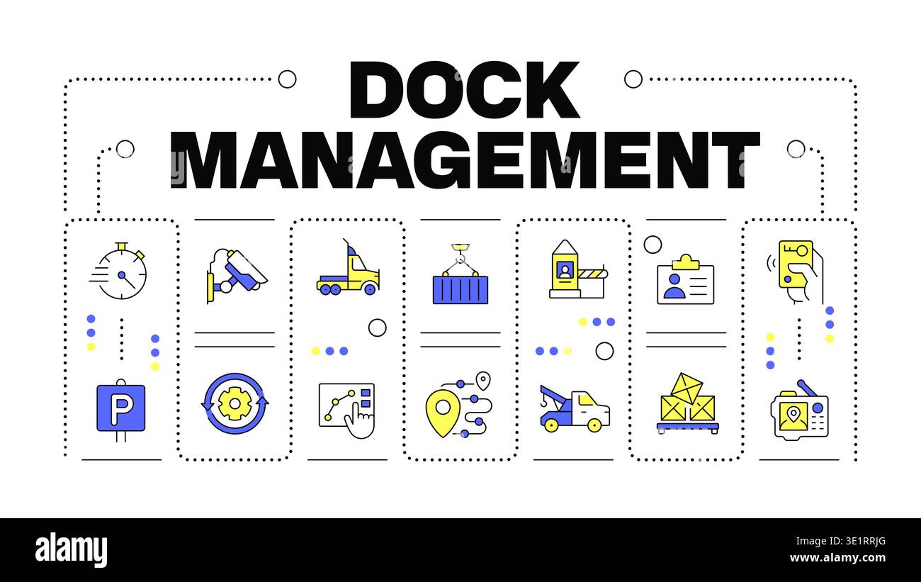 Dock management word concept isolated on white Stock Vector