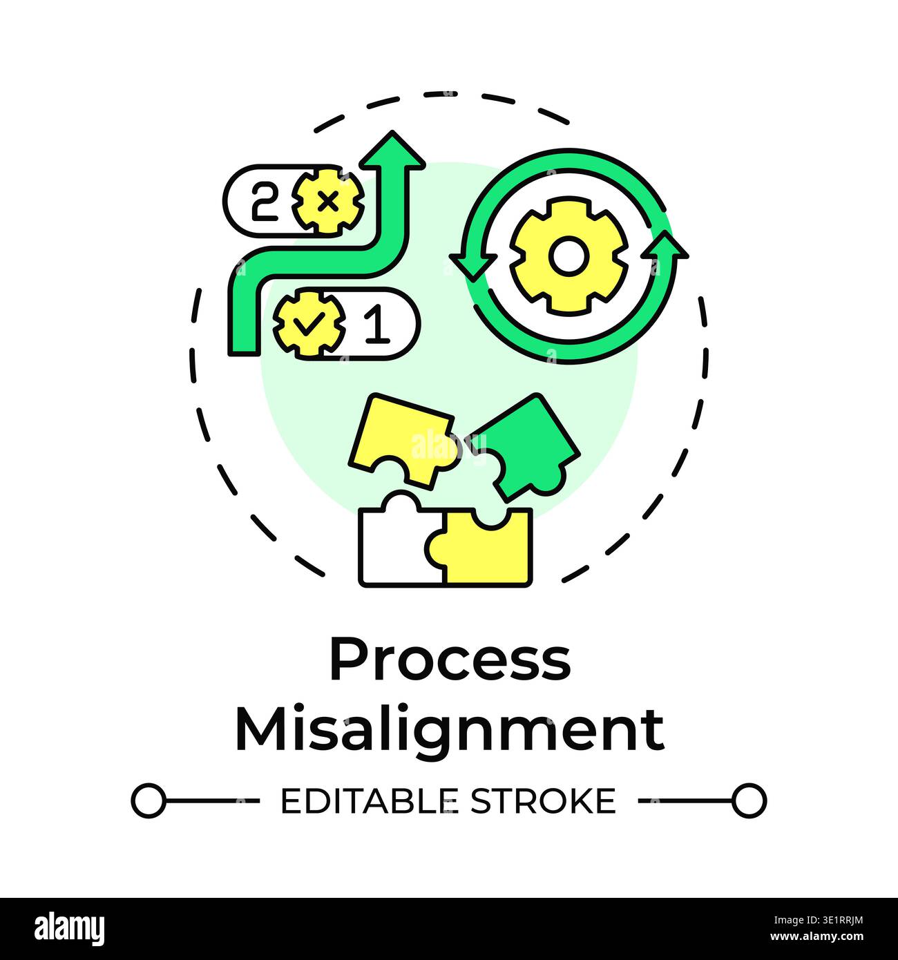 Process misalignment multi color concept icon Stock Vector