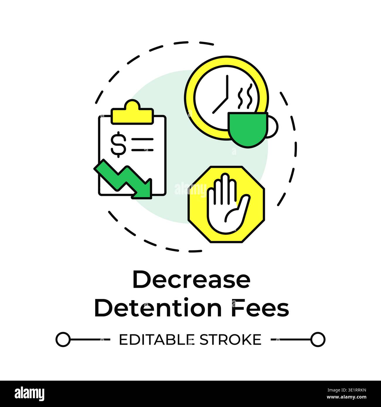 Decrease detention fees multi color concept icon Stock Vector