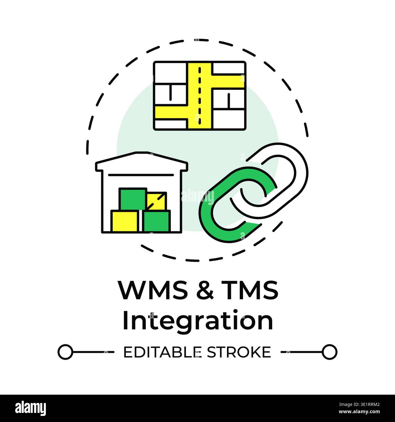 WMS and TMS integration multi color concept icon Stock Vector