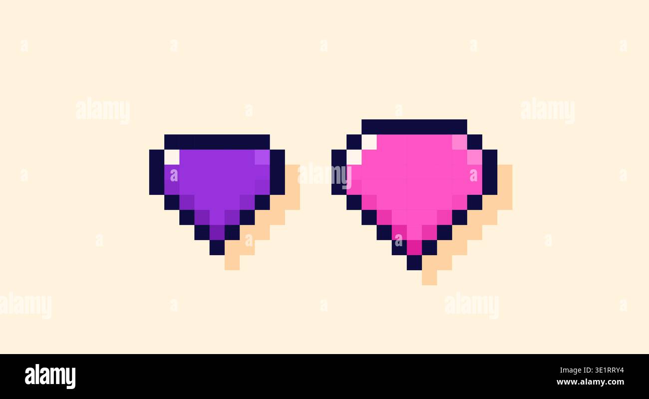 Pixel art 8 bit color tiny diamonds.  Stock Vector
