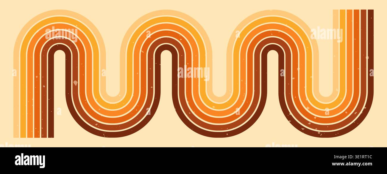 Groovy rainbow stripe lines with 70s vibes. Stock Vector