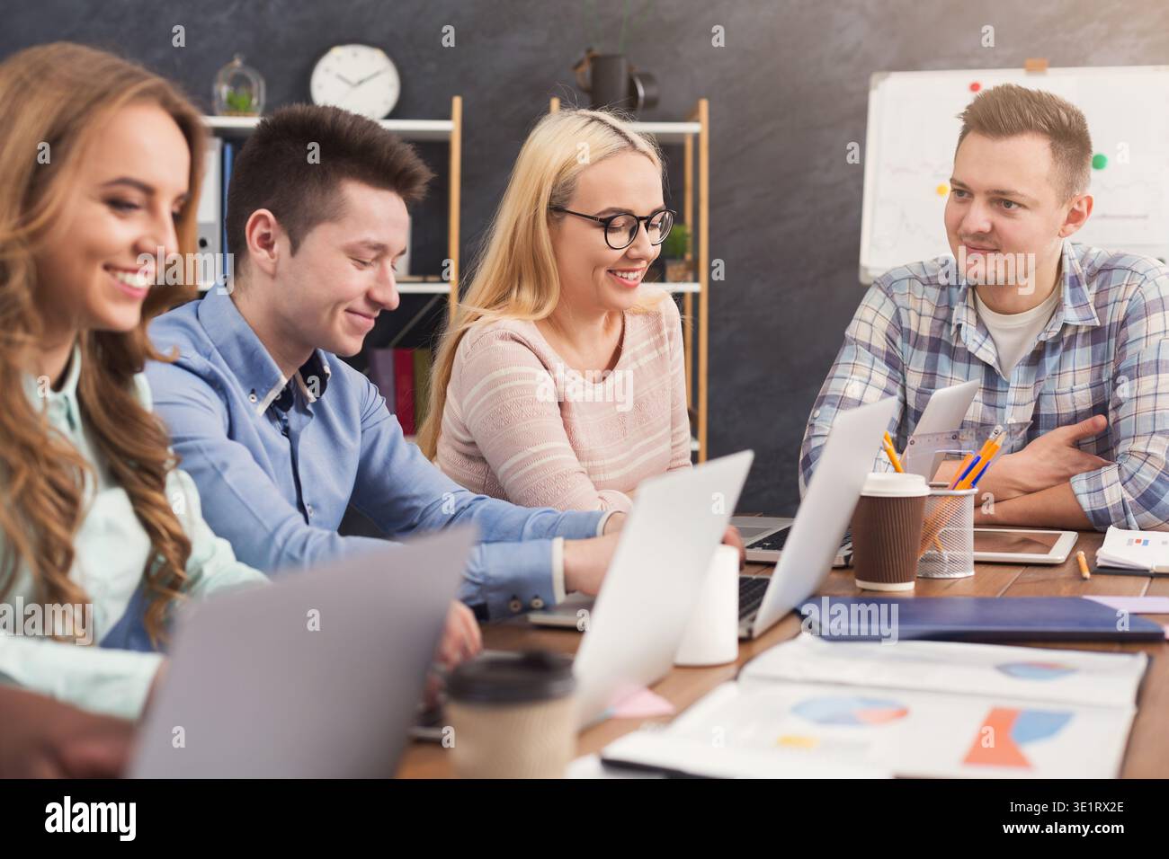 Programmers working in software developing company Stock Photo