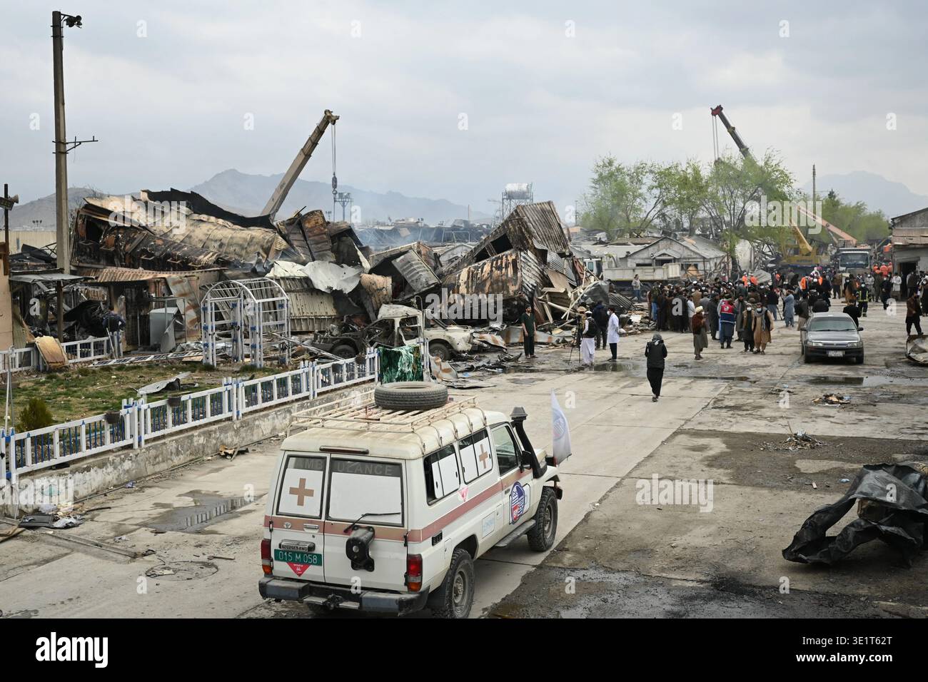 Kabul, Afghanistan. 17th Mar, 2026. This photo taken on March 17, 2026 shows the damaged Omid Addiction Treatment Hospital in Kabul, Afghanistan. Pakistan's air force carried out an airstrike late Monday night targeting the drug addiction treatment hospital in the Afghan capital of Kabul, killing at least 400 people and injuring around 250 others, an Afghan official said Tuesday. Meanwhile, Pakistan on Monday refuted the Afghan government's claim, saying the country targeted military installations and terrorist support infrastructure in Afghanistan. Credit: Zhang Yibin/Xinhua/Alamy Live News Stock Photo