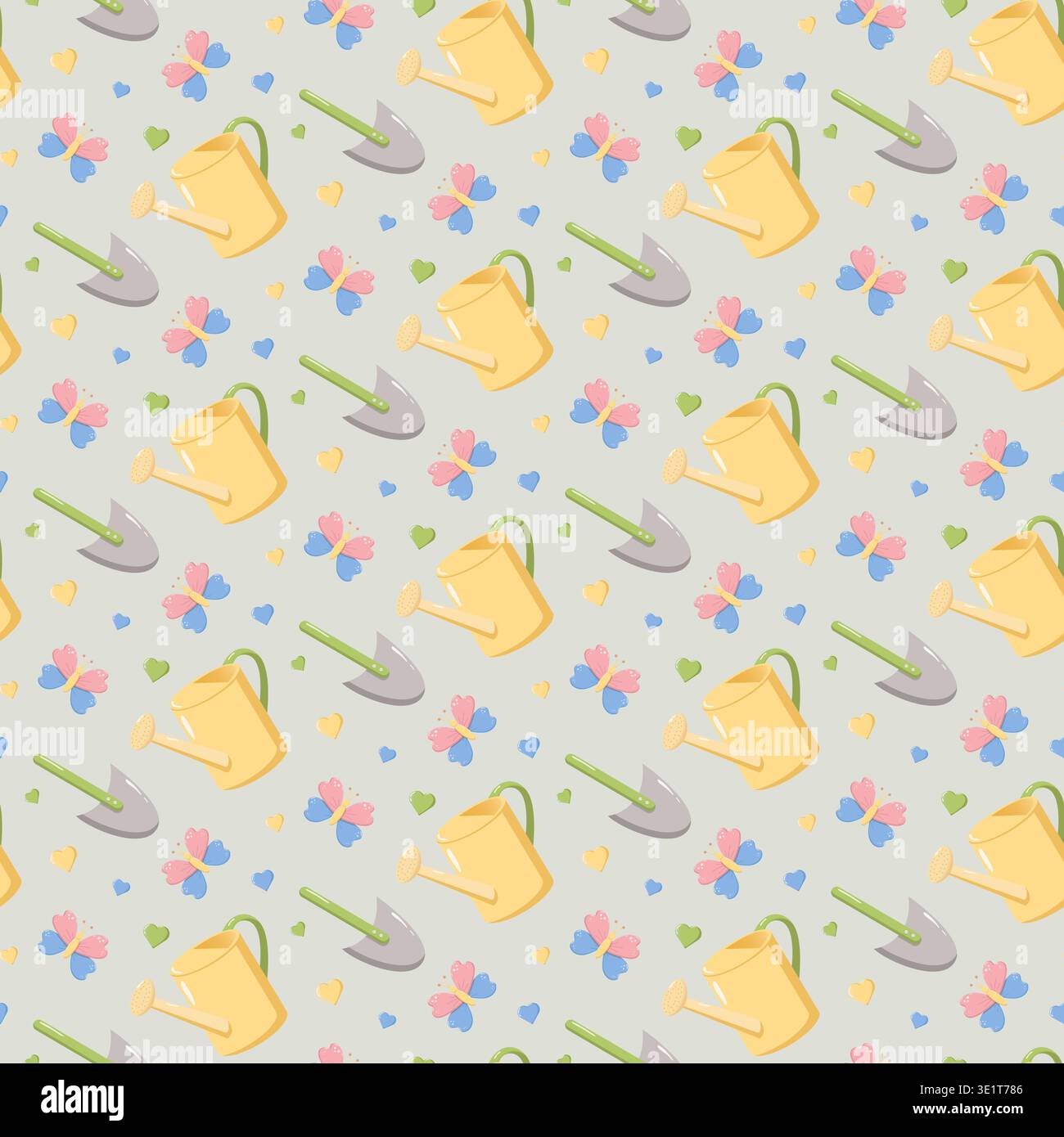 Spring Gardening Tools Pattern Stock Vector