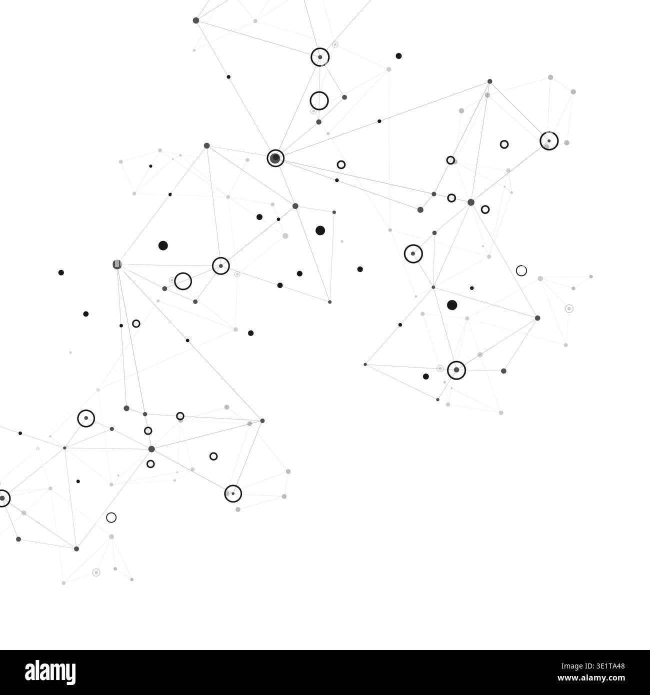 Set abstract vector illustrations depicting interconnected nodes and lines, resembling molecular structures or digital network Stock Vector