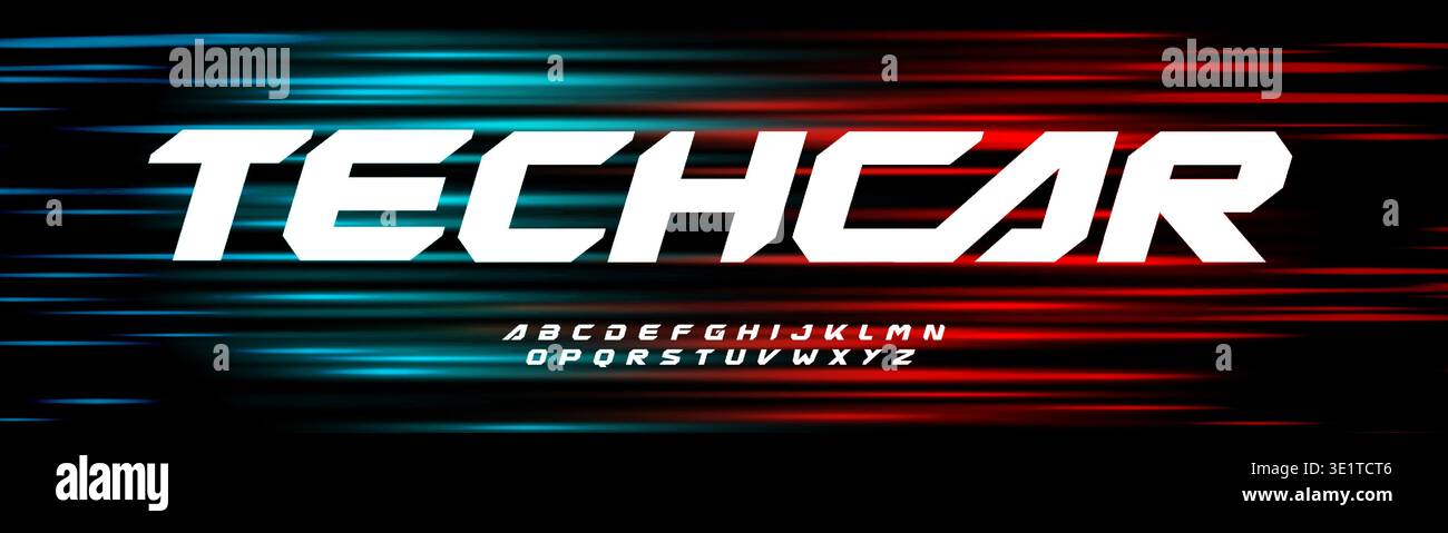 Letter Racing Effect Modern Tech Racing Font With Speed Lines Effect On Red, Turquoise, Neon ...
