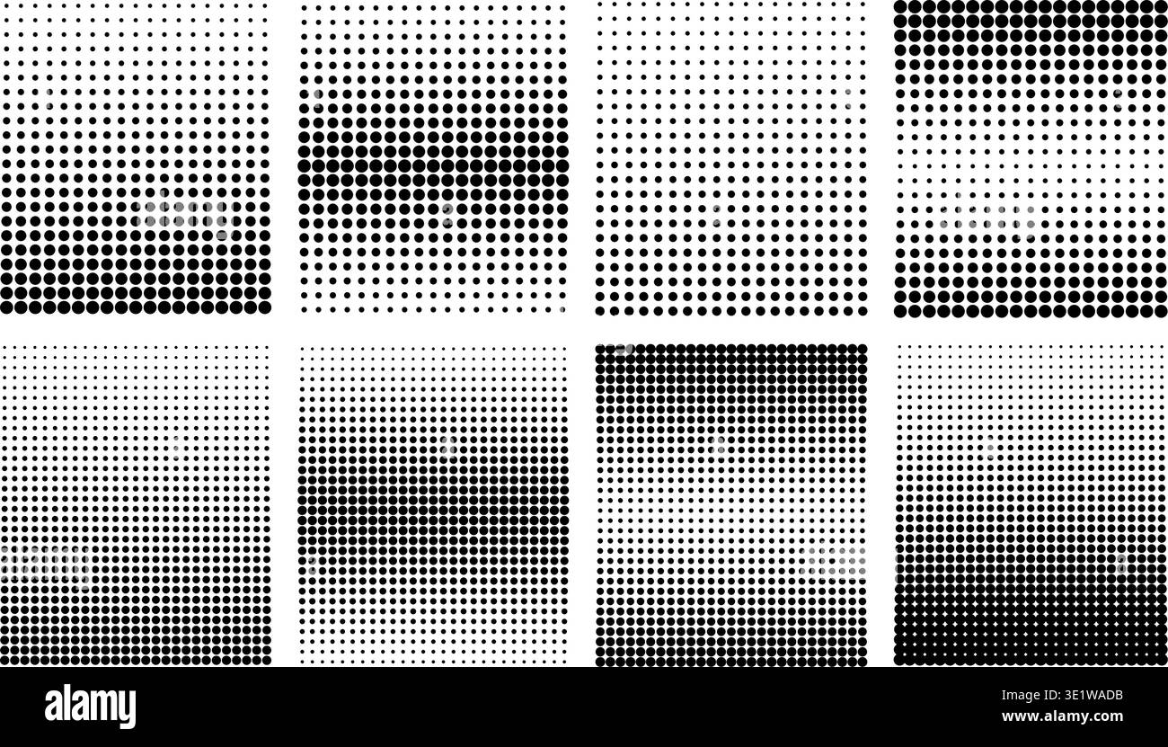 Halftone rectangular gradient with dot pattern fading from black to white. Vector background texture with vertical dissolve effect for modern graphic design projects. Stock Vector
