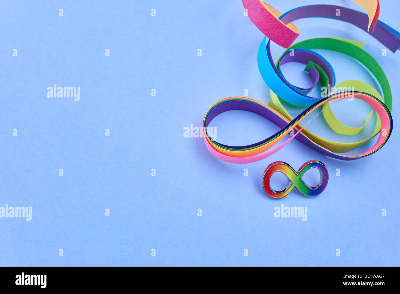 Rainbow infinity symbols representing neurodiversity and autism awareness Stock Photo