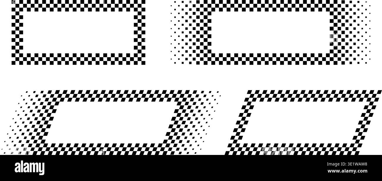 Classic checkered border frame with black and white racing flag pattern ...