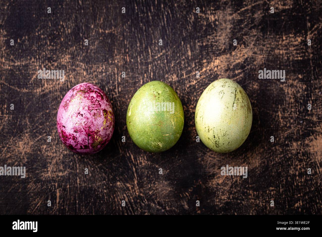 Easter eggs painted with natural dye Stock Photo