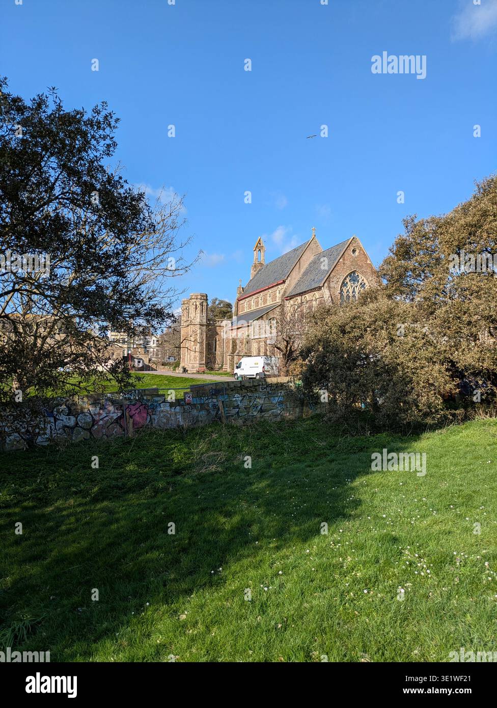 Former chapel of the convent on Magdalen Road, St Leonards-on-Sea, East Sussex, now abandoned and sitting empty - Smartphone Captured Stock Image