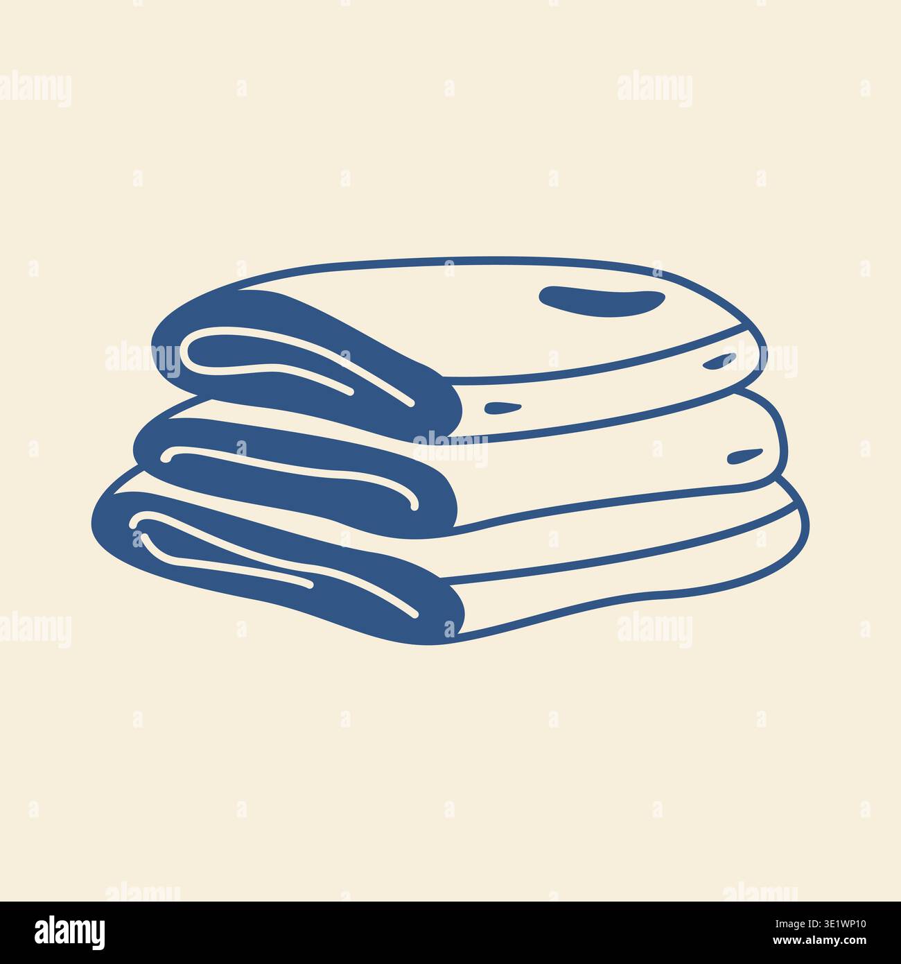 Stack of folded textile clothes towels doodle illustration sustainable fashion Stock Vector