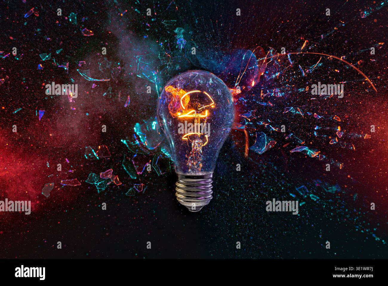 Real Light bulb shattering high speed photo Stock Photo
