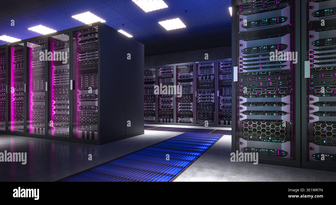 Server racks 3d data center Stock Photo