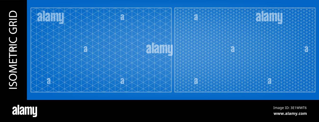 Isometric triangle grid for blueprint layout diagram, angular drawing. Math architecture surface bg with 60 lines, cubic mesh plan. Abstract empty Stock Vector