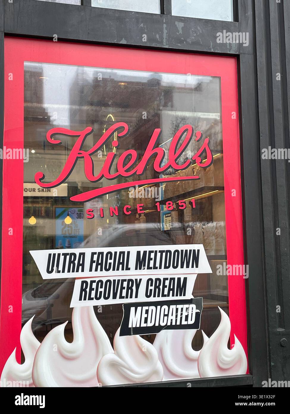Kiehl's is an iconic skincare store located in East Greenwich Village, 2026, New York City, USA - Smartphone Captured Stock Image