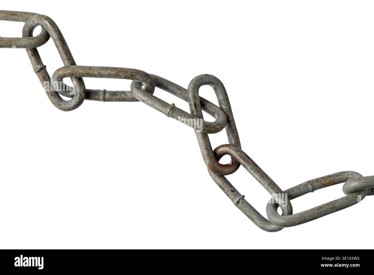 Old rusty iron chain isolated on white background. Stock Photo