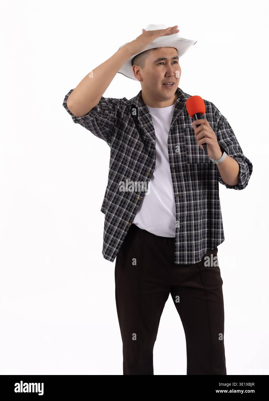 Red Suspender Rodeo Checkered outfit adult hi-res stock photography and images - Alamy