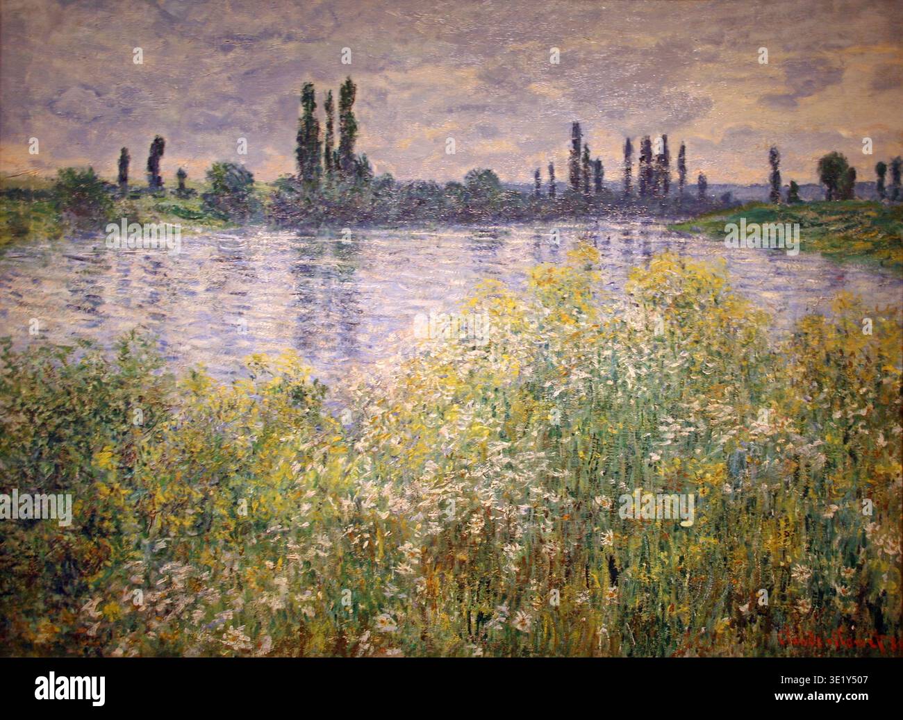 Painting claude monet the seine at vétheuil hi-res stock