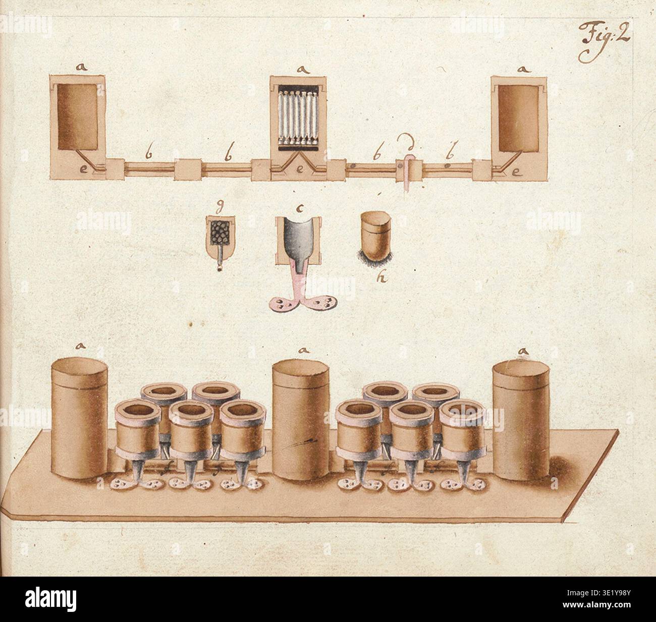 The photograph from the 1700s showcases a model of a fireworks ...