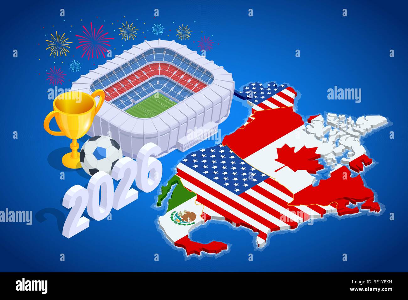 2026 Sport Stock Vector Images Alamy Isometric Map North America With Football Stadium Trophy And Host City Markers 2026 Soccer Tournament Across Regional Venues Sport 3E1YEXN 