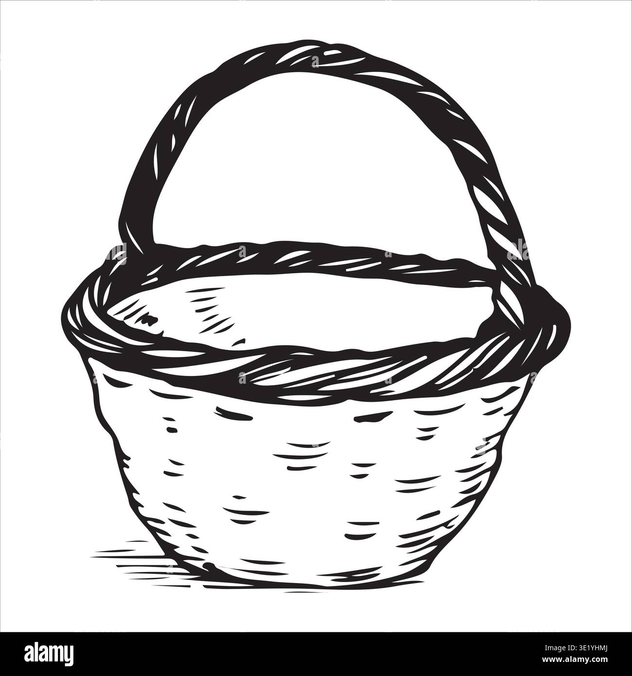 Artisanal Hand-Drawn Wicker Picnic Basket Sketch Vector Stock Vector ...