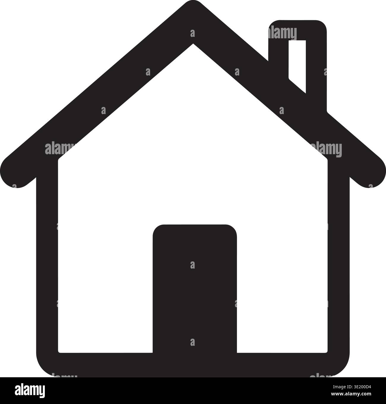 Simple house outline icon with chimney door and roof shape Stock Vector ...