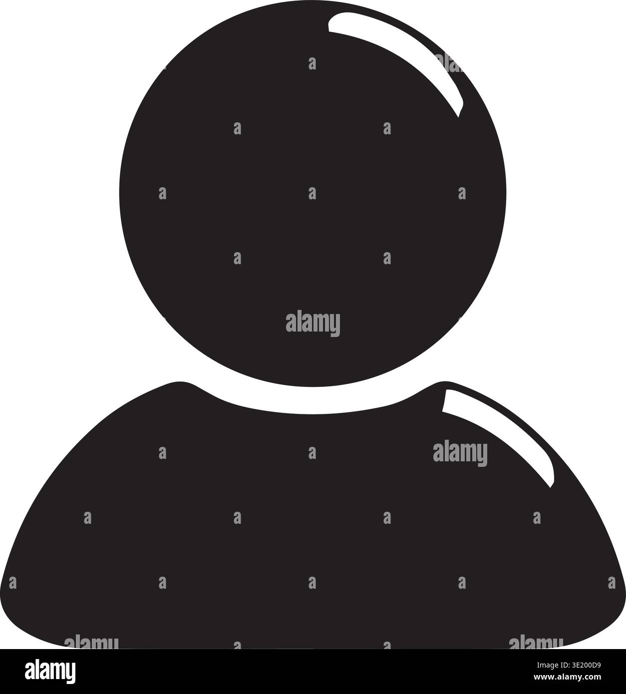 Glossy three dimensional user bust icon with highlight and shadow Stock Vector
