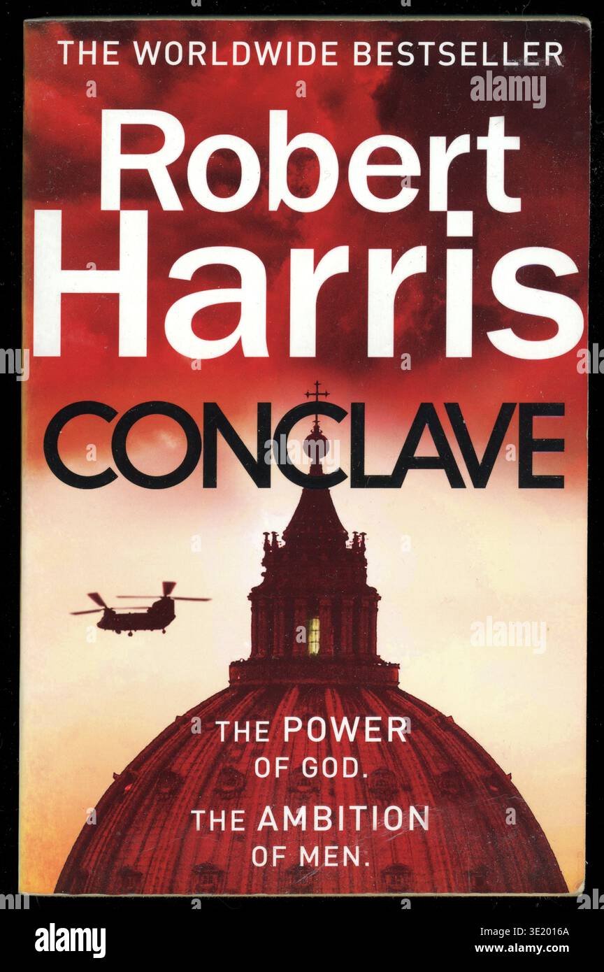 Used paperback book front cover, "Conclave"  by Robert Harris, political thriller thrilllers, film, published 2016, UK Stock Photo