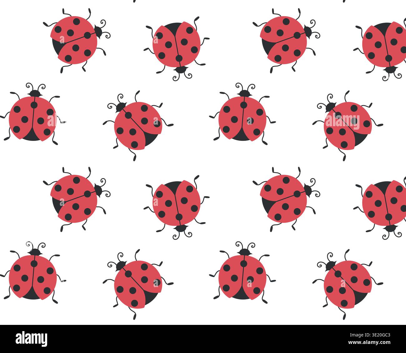 Ladybug pattern. Vector illustration in a flat style. Isolated on a white background. Stock Vector