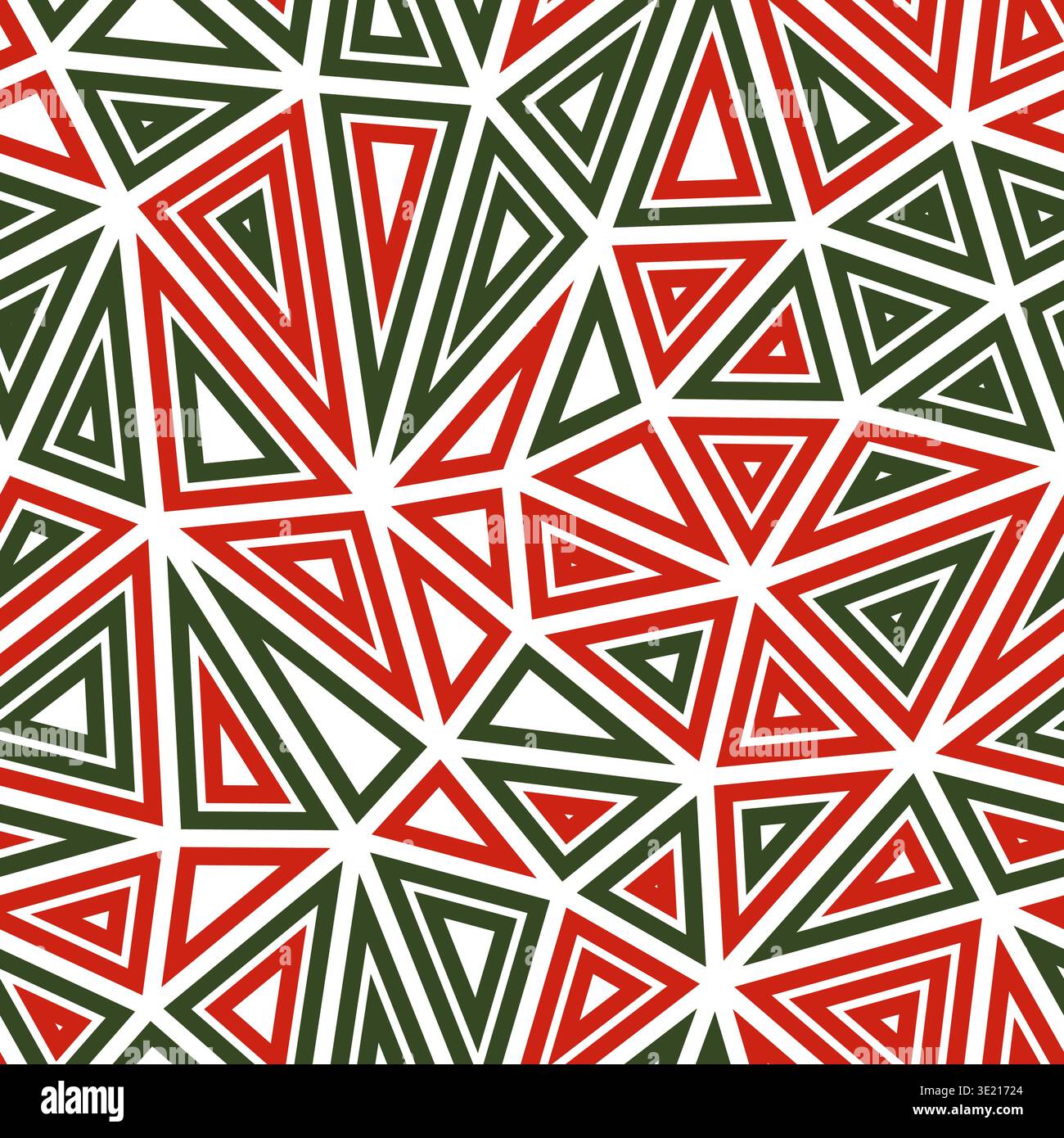 Geometric template background. Large triangle size. Multiple repeated inner triangles. Multicolored style. Repeatable pattern. Modern vector tiles. Stock Vector