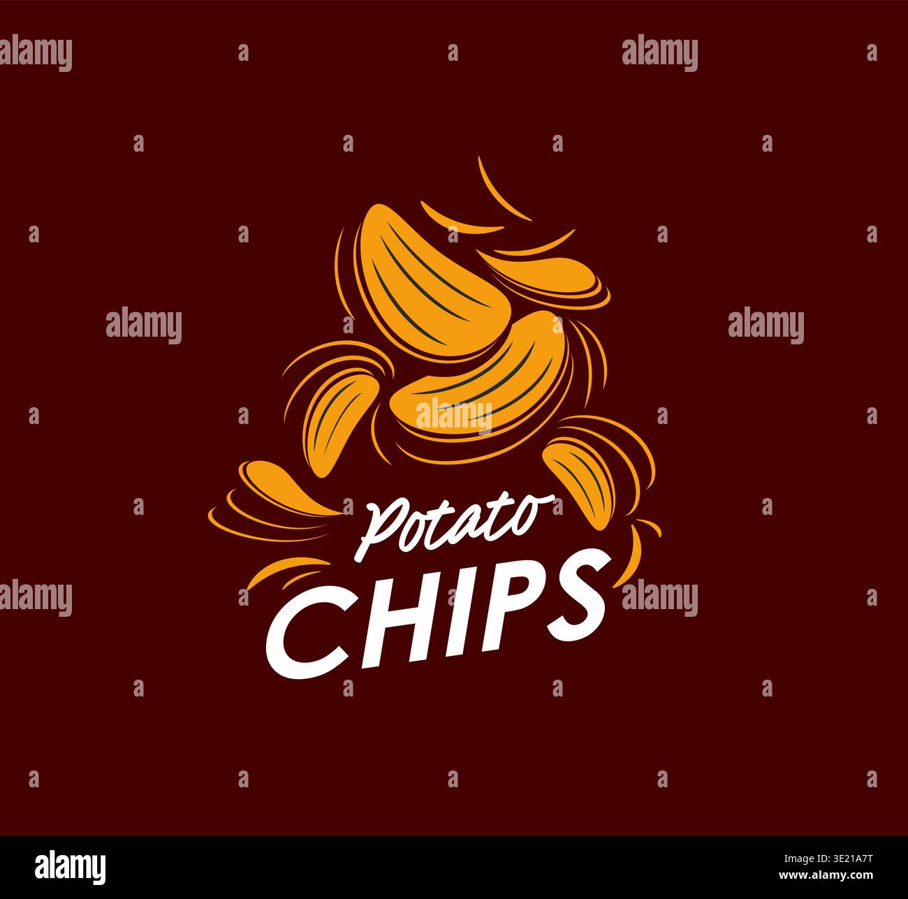 Crispy fried potato chips icon for salted snack Stock Vector