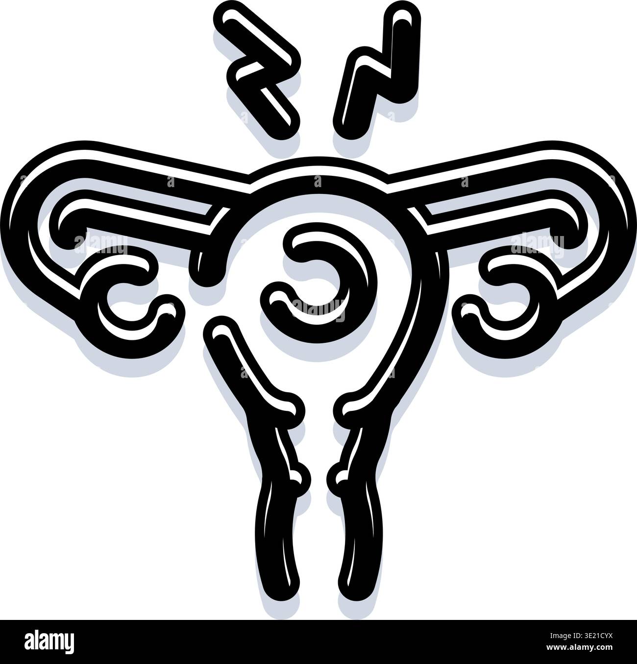 Female reproductive system experiencing pain and cramps Stock Vector ...