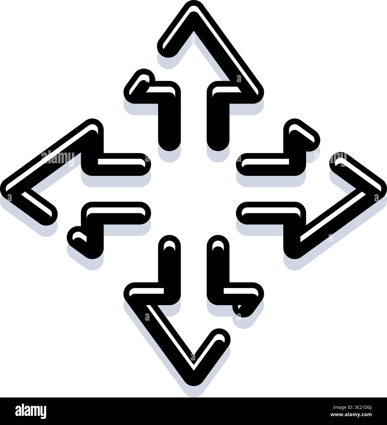 Expanding arrow icon representing multi directional movement Stock ...