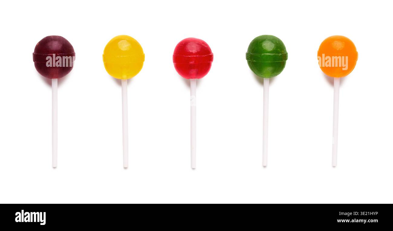 Set of colorful lollipops isolated on white Stock Photo