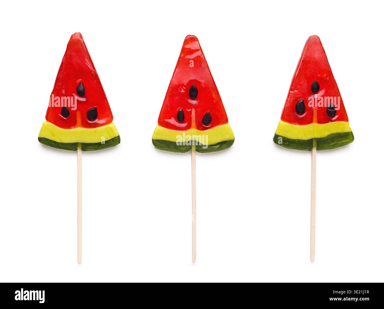 Watermelon lollipops isolated on white Stock Photo