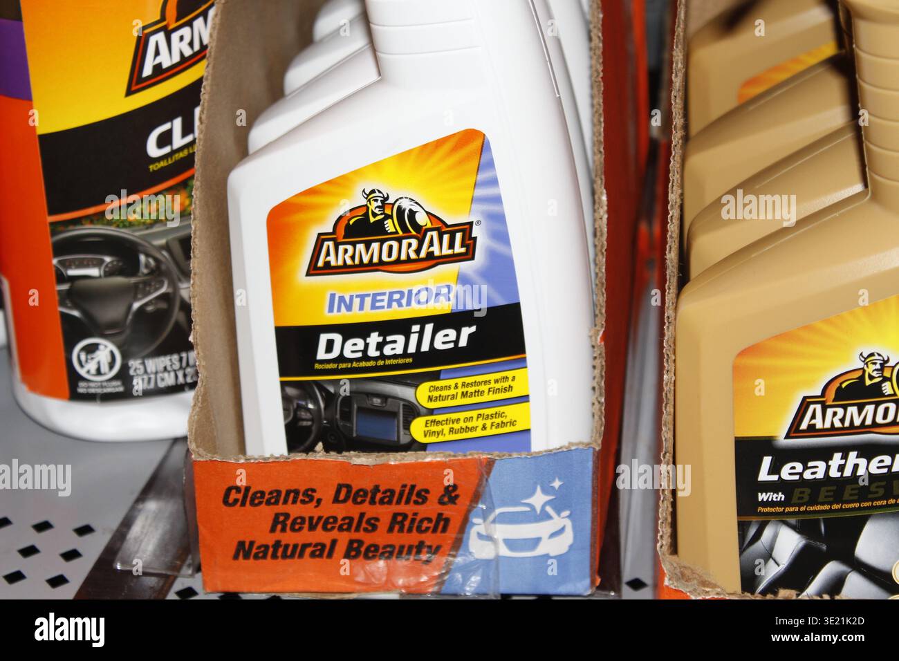 ARMOUR ALL Interior Detailer bottle closeup Stock Photo