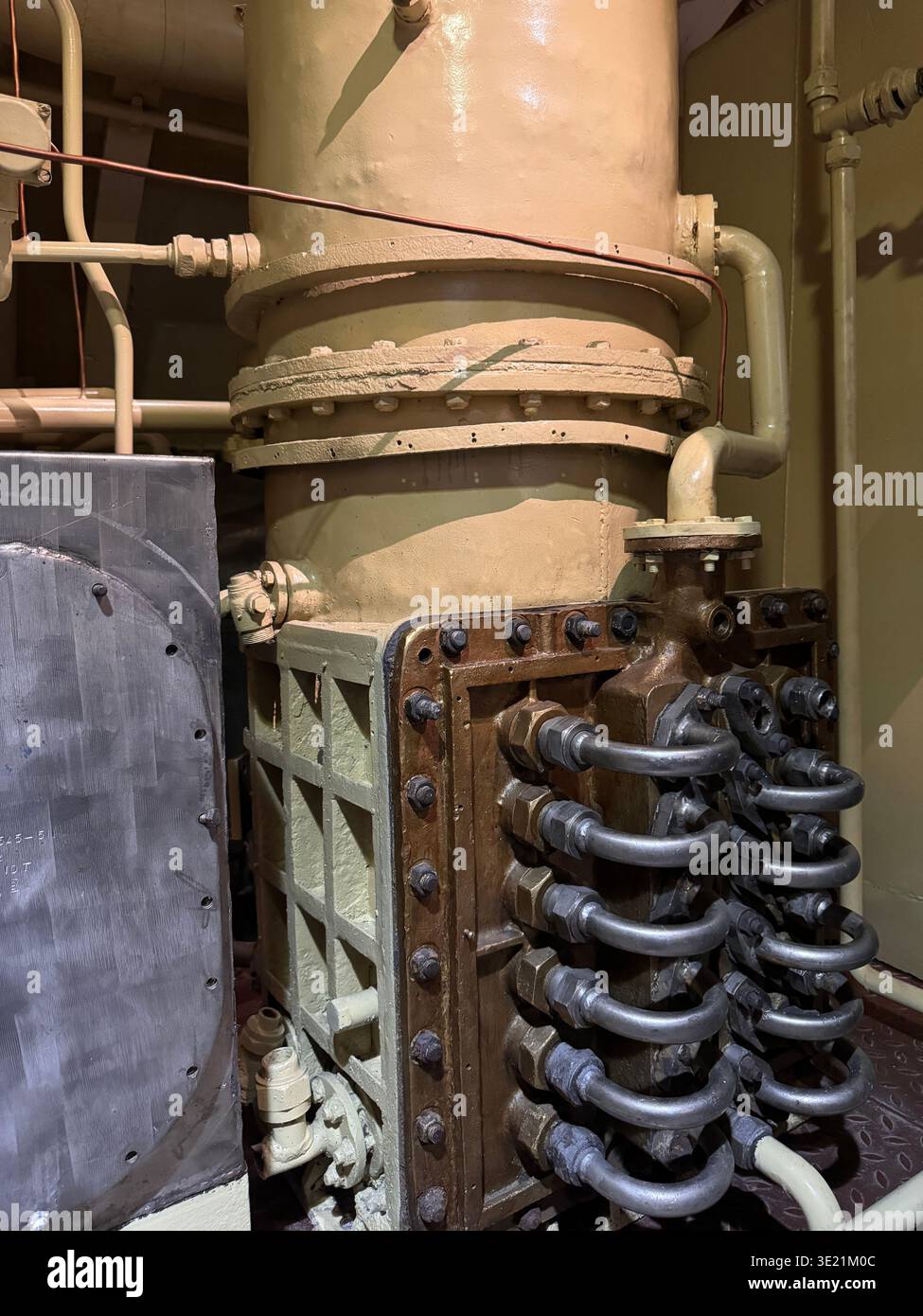 Heat exchanger unit installed inside a submarine Stock Photo