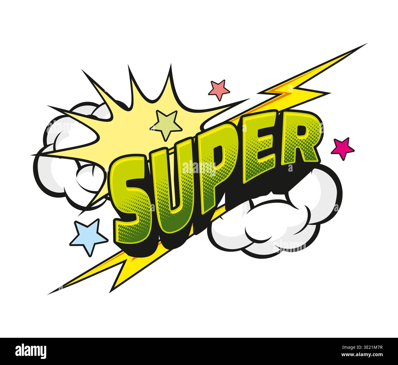 Cartoon pop art super sound effect, speech bubble Stock Vector